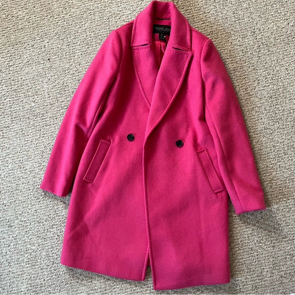 rachel zoe magenta wool blend overcoat pea trench coat